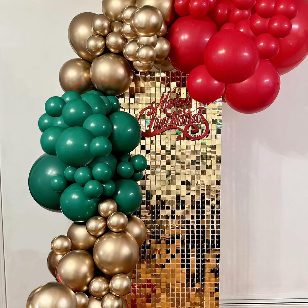 Red Green Gold Balloons, Vintage Dark Green Pearl White Confetti Balloons for Birthday, Baby Shower, Christmas Theme Party, Wedding, Graduation Decorations