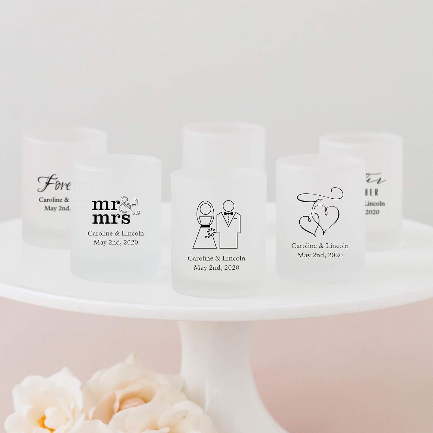 WEDDINGSTAR Personalized 3oz Frosted Shot Glass Customizable Full Color Print - 132 pack