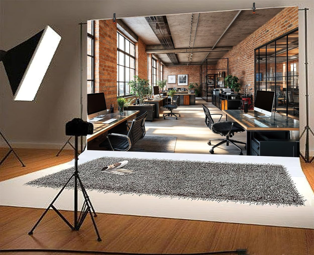 7X5ft Office Video Photo Backdrop Photography Background for Recording Conference, Zoom Home Podcast Backdrops Photo Booth Prop Decorations Wall Decor Tablecloth