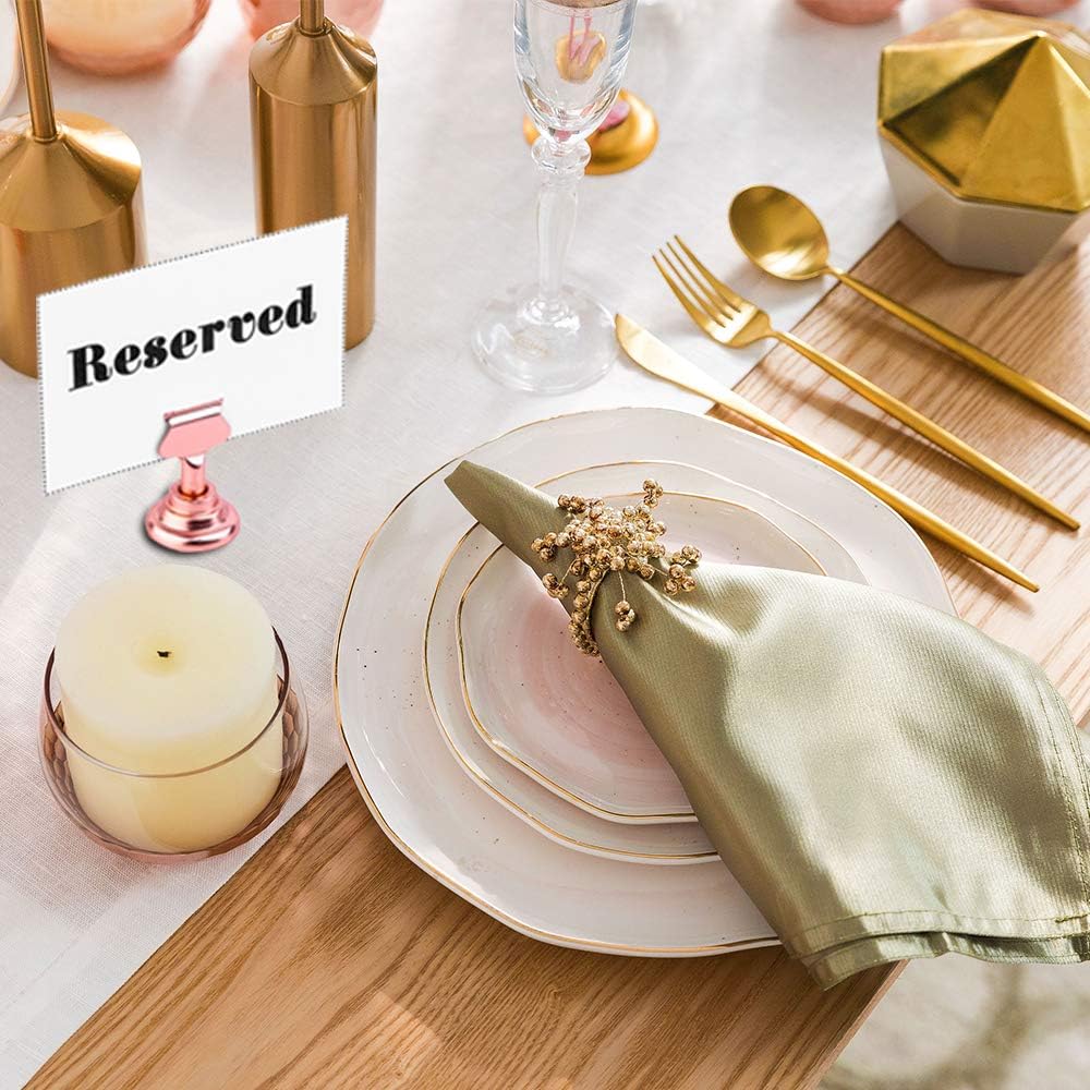 Urban Deco 16PK Table Number Holders Place Card Holders 1.7 Inch Table Card Holders Steel Card Holders for Photos, Food Signs, Memo Notes, Weddings, Restaurants, Birthdays(Rose Gold)
