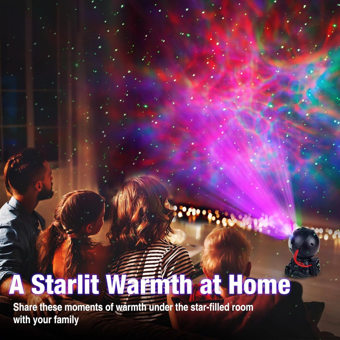 Astronaut Galaxy Projector Lamp – Black Astronaut Holding Star, Starry Sky Night Light for Bedroom Decor, Space Nebula Star Projector Gift