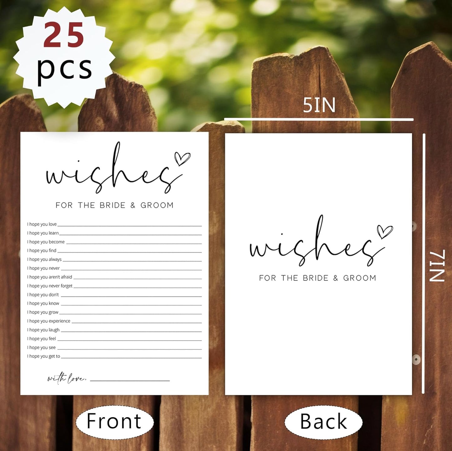 Bridal Shower Games, Wishes for The Newlyweds, 25Pcs Minimalist White Double-Sided Bridal Game Cards, Wedding Shower Games for Guests, Engagement Bachelorette Party Supplies - A23