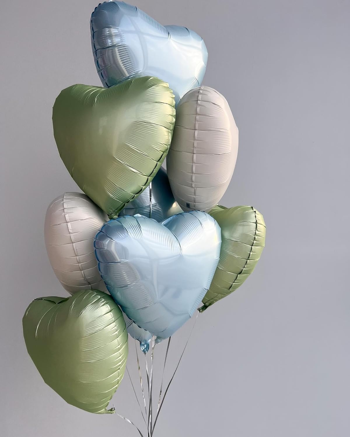 10Pcs Olive Green Foil Heart Shaped Balloons 18 Inch - Retro Green Heart for Baby Shower, Wedding, Valentine Decorations - Love Party Decor