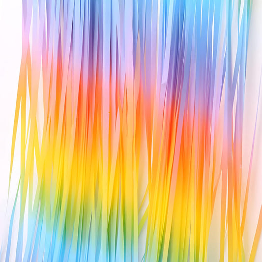 Gradient Pastel Foil Fringe Curtain - GREATRIL Pastel Color Backdrop Streamers for Kids Party/Classroom/Unicorn/Princess/Christmas Party Decorations (2 Pack)
