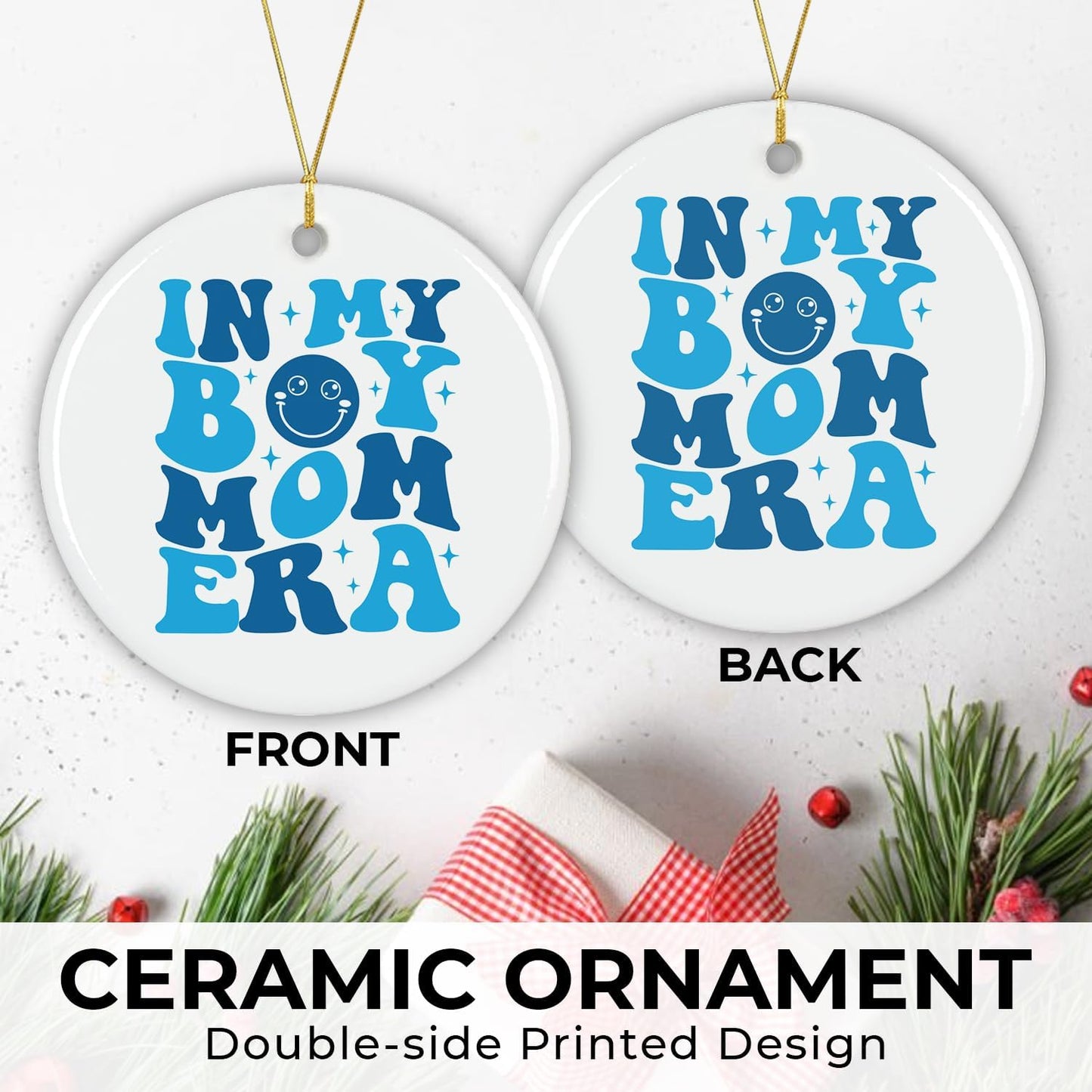 NewEleven Gifts for Boy Mom - Pregnancy Gifts, Gender Reveal Idea for Pregnant, Expecting Mother, Mama, Mom to Be, Mommy to Be - Baby Boy Announcement Gift Ceramic Ornament