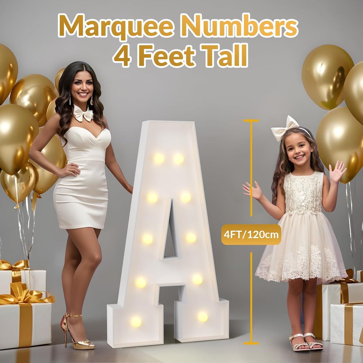 JoyMuse 4FT Marquee Light Up Letters,Large Marquee Letters 4 Feet Tall for Marry Me Proposal Decorations Big 4FT Letters with Lights for Baby Shower Party Decor, Letter J
