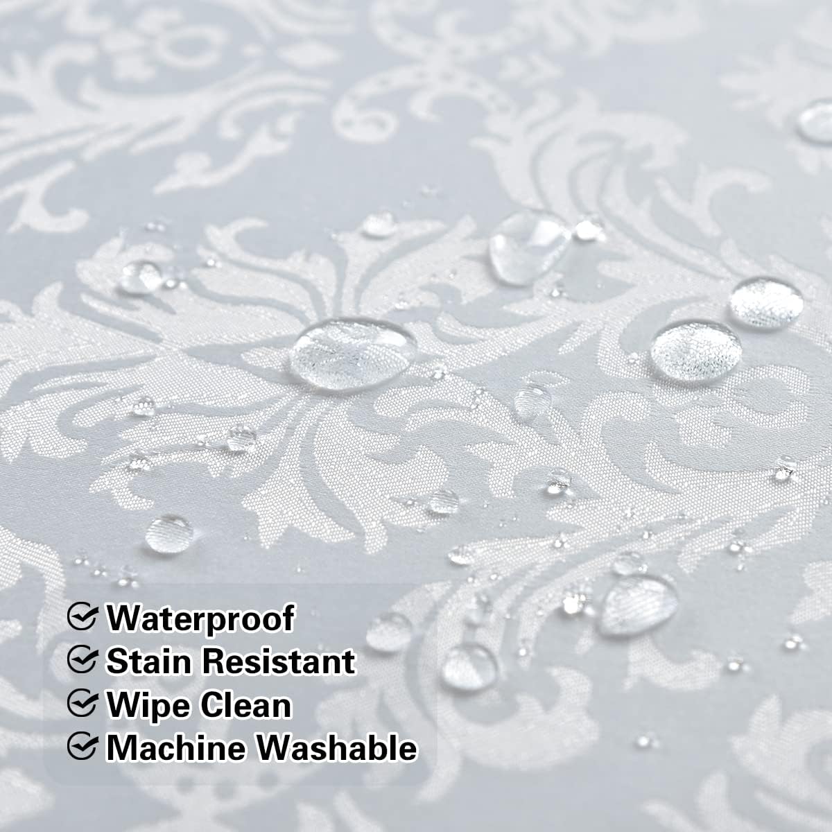 SASTYBALE White Tablecloth Rectangle 52 x 70 Inch Jacquard Damask Tablecloth, Spill Proof & Wrinkle Resistant Polyester Table Cloth, Washable Table Cover for Party, Dining, Indoor, Outdoor