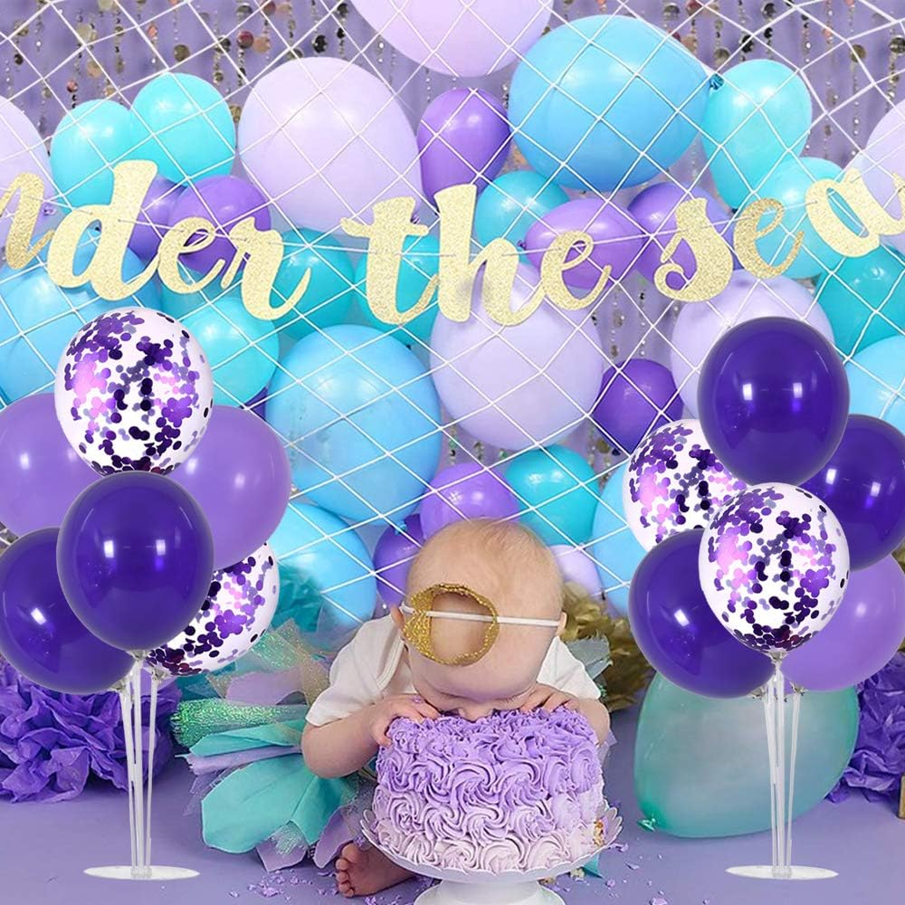 TONIFUL Purple Balloon Stand Centerpiece Table Decorations for Birthday,Baby Shower,Wedding,Engagement, Mother's Day,Graduation,Halloween,Party Decorations(4 Set)