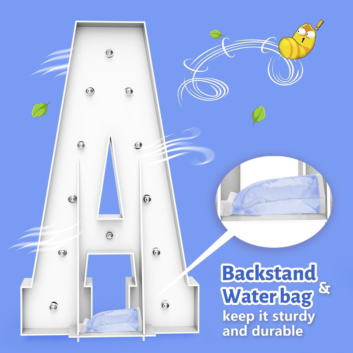 4FT Marquee Light Up Letters - Cool White Light Up Letters J with Fixed Water Bag, Party Decoration Large Marquee Light Up Letters can Be Used for Wedding Decoration, Birthday Party Decoration