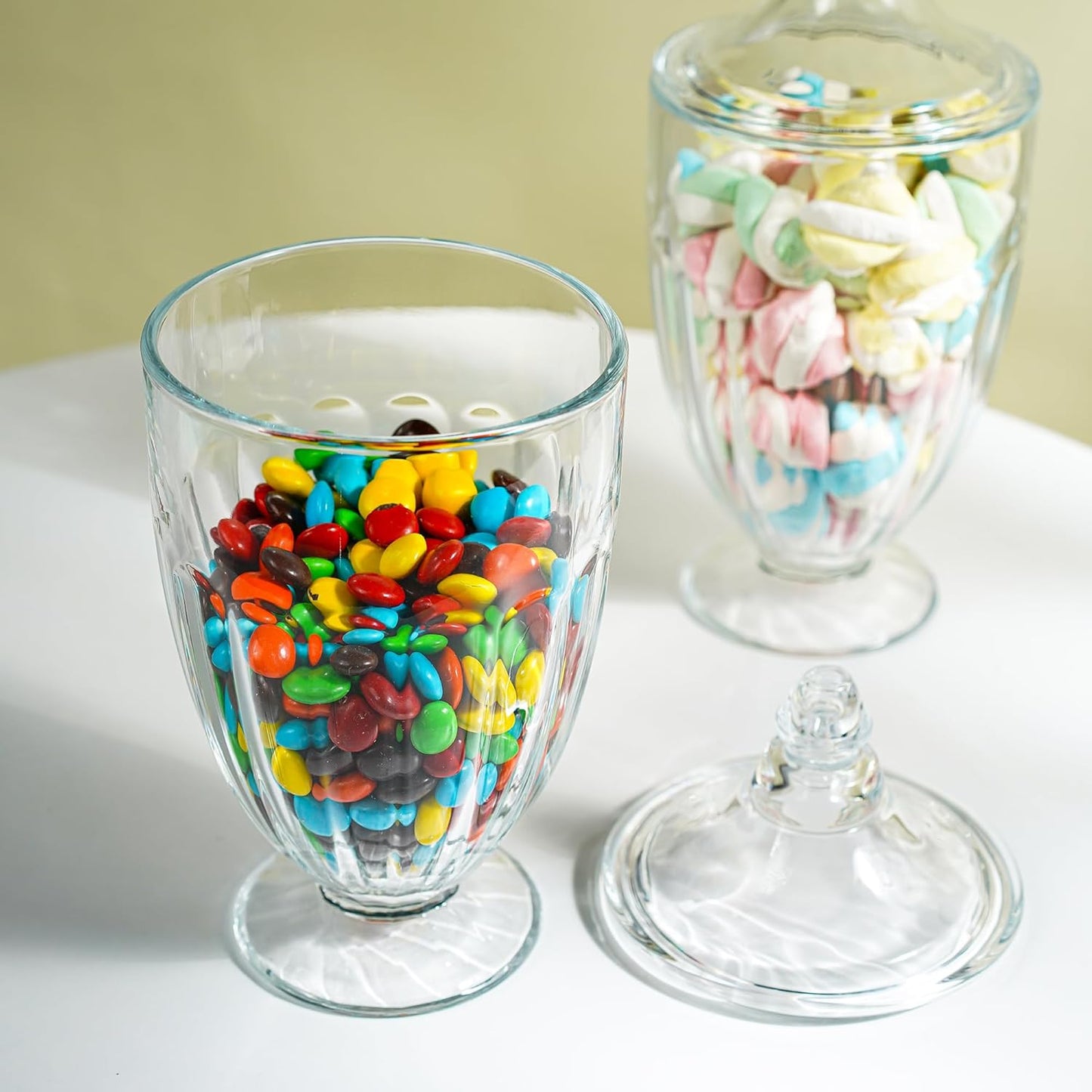 26oz Glass Decorative Candy Jars Clear Cookie Jar Storage Jar with Lid for Candy Buffet Wedding Decor Bathroom Storage Table Centerpiece
