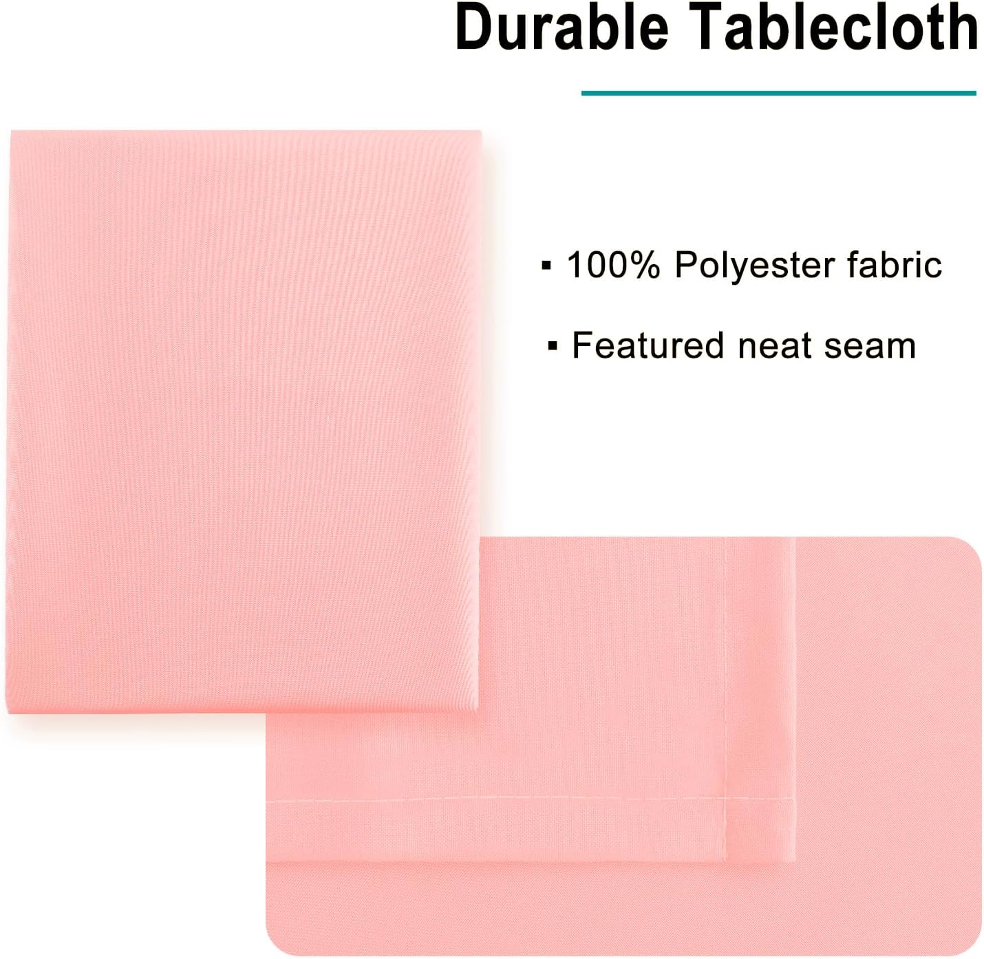 Hiasan Rectangle Tablecloth - Water Resistant and Spillproof Kitchen Washable Polyester Fabric Table Cloth for 6 Foot Tables, 70 x 70 Inch, Rose Pink