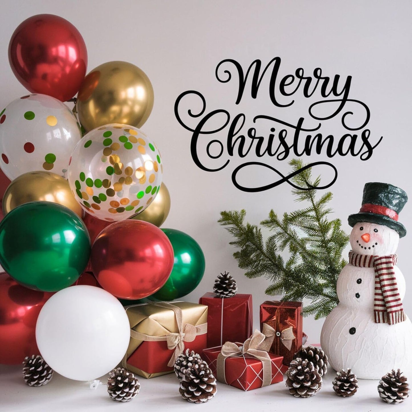 FunHot Christmas Balloons, 60 Pcs Red Green Gold Balloons, 12 Inch Red Green Confetti Balloons Metallic Gold Helium Balloons White Latex Balloons for Happy New Year Merry Christmas Party Decorations