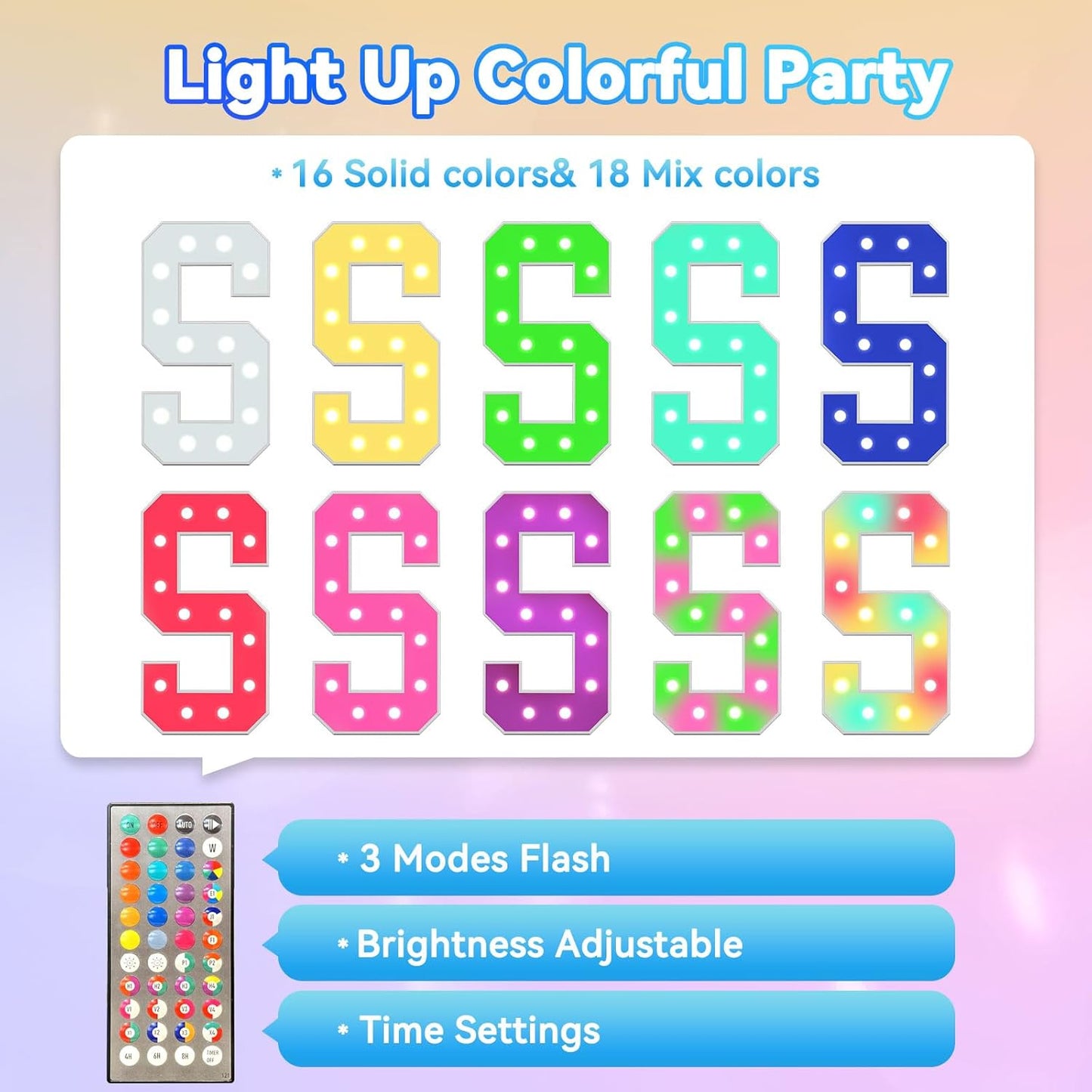 Ledido 4FT Marquee Light Up Letters, 34 Colors Changing Marquee Letter 4 Feet Tall with Remote, Big Letters for Party Wedding Graduation Birthday Decorations, Large Light Up Letter B