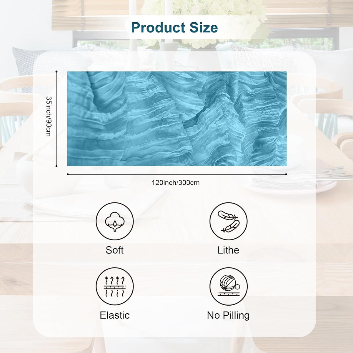 6 Pack Baby Blue Cheesecloth Table Runner 35x120 Inch 10Ft Rustic Gauze Cheese Cloth Table Runner Sheer Cheesecloth Table Runners for Wedding Party Bridal Shower Decoration