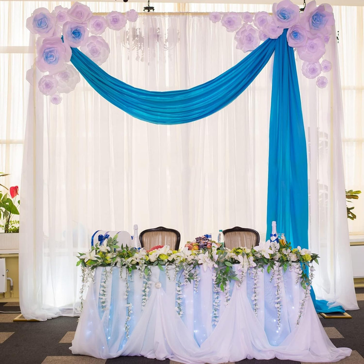 Wokceer 10x10 FT Backdrop Stand Heavy Duty Pipe and Drape Kit, Adjustable Gold Backdrop Stand for Wedding Birthday Party Photography Photo Booth Background Christmas Decoration