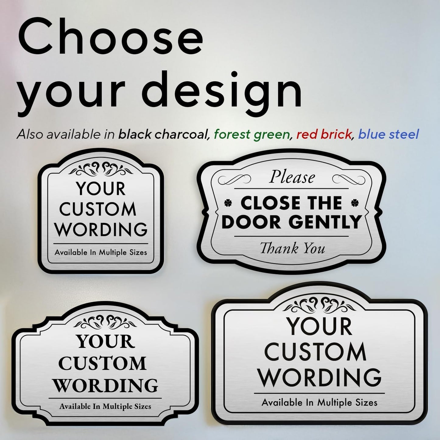 Custom Decorative Outdoor Aluminum Signs, Driveway Signs, Waterproof USA Made, Design 3 Metallic Silver 14x10 In