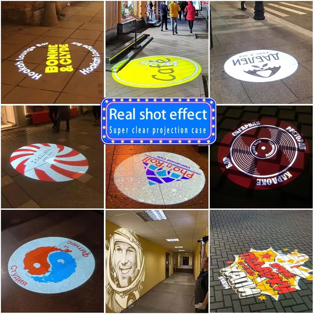 GOBO Projector Custom Logo Projector Lights for Store Business or Outdoor Wall Street Waterproof Ip67 HD Led for Shop Advertising and Wedding (65W)