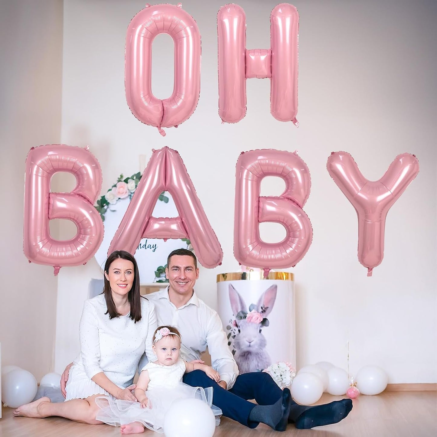 40 Inch Pink Letter Balloon C, Giant Alphabet A - Z Foil Balloon Baby Pink, Self Inflating Pearl Pink Letter Balloon C, Mylar Letter Customize Balloons for Girl Birthday Party Decoration Supplies
