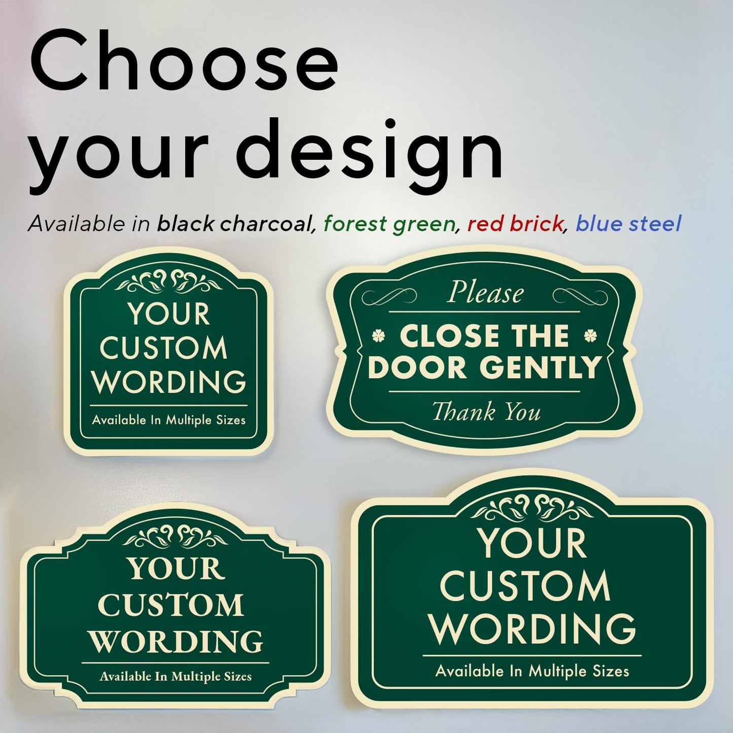 Custom Decorative Outdoor Metal Sign - Personalized Aluminum Driveway Sign, Waterproof, Made In USA - Design 2 Forest Green 14x10 In