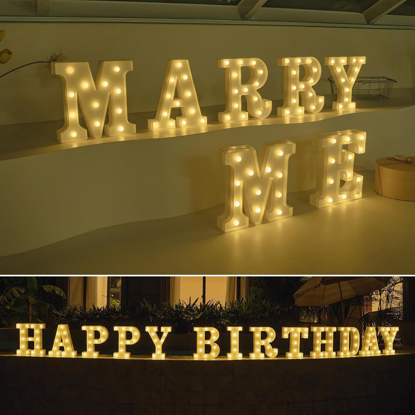 Foaky Rechargeable LED Letter Lights Sign Marquee Light Up Letters Sign for Night Light Wedding/Birthday Party Christmas Lamp Home Bar Decoration (M)