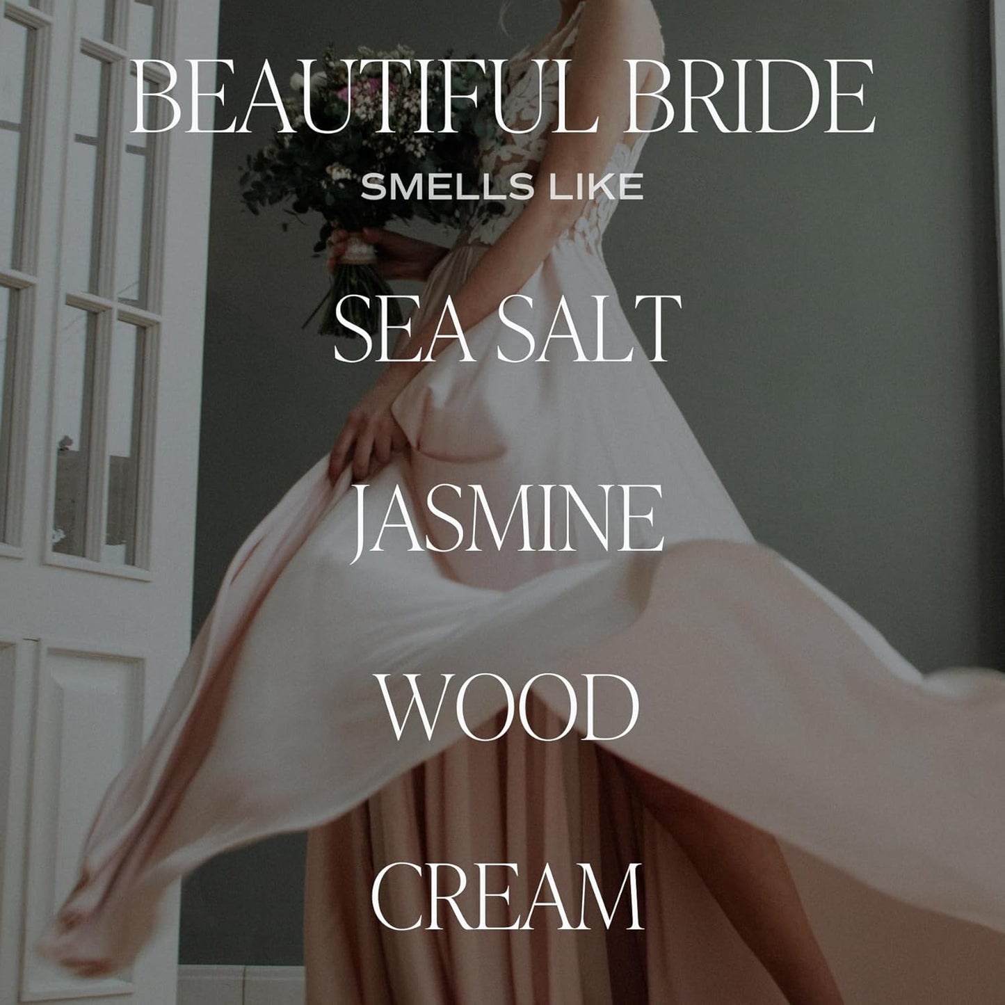 Sweet Water Decor, Beautiful Bride Candle - Sea Salt, Jasmine, Cream, and Wood Scented Soy Wax Candle for Home - Engagement and Wedding Gift - 9oz Clear Jar, 40 Hour Burn Time, Made in The USA