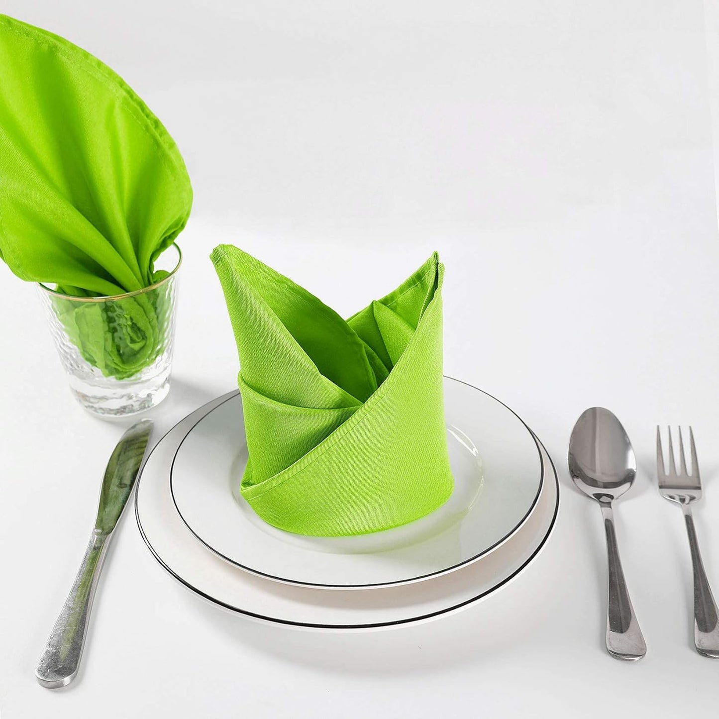 Cupuamon Cloth Napkins 20x20 inch Washable Polyester Dinner Napkins Soft Table Napkins for Wedding Party Dining Banquet(Apple Green,50PCS)