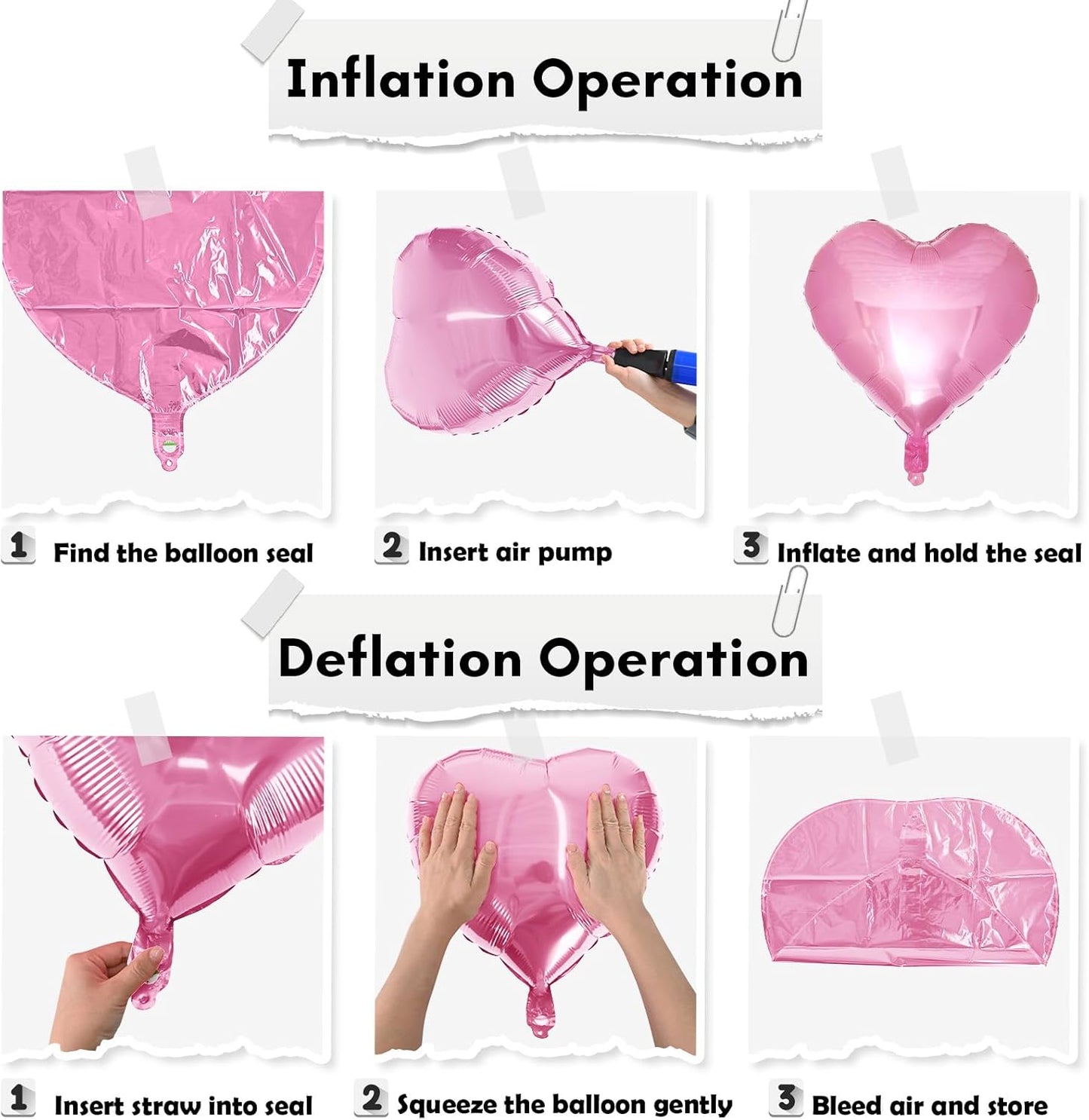 TAOYE Red Pink Heart Balloons, 18 Inch 12 Pcs Red Hot Pink Mylar Heart Shape Balloons Red White Foil Heart Balloons Red Pink and White Party Balloons for Birthday Wedding Bridal Valentine Anniversary