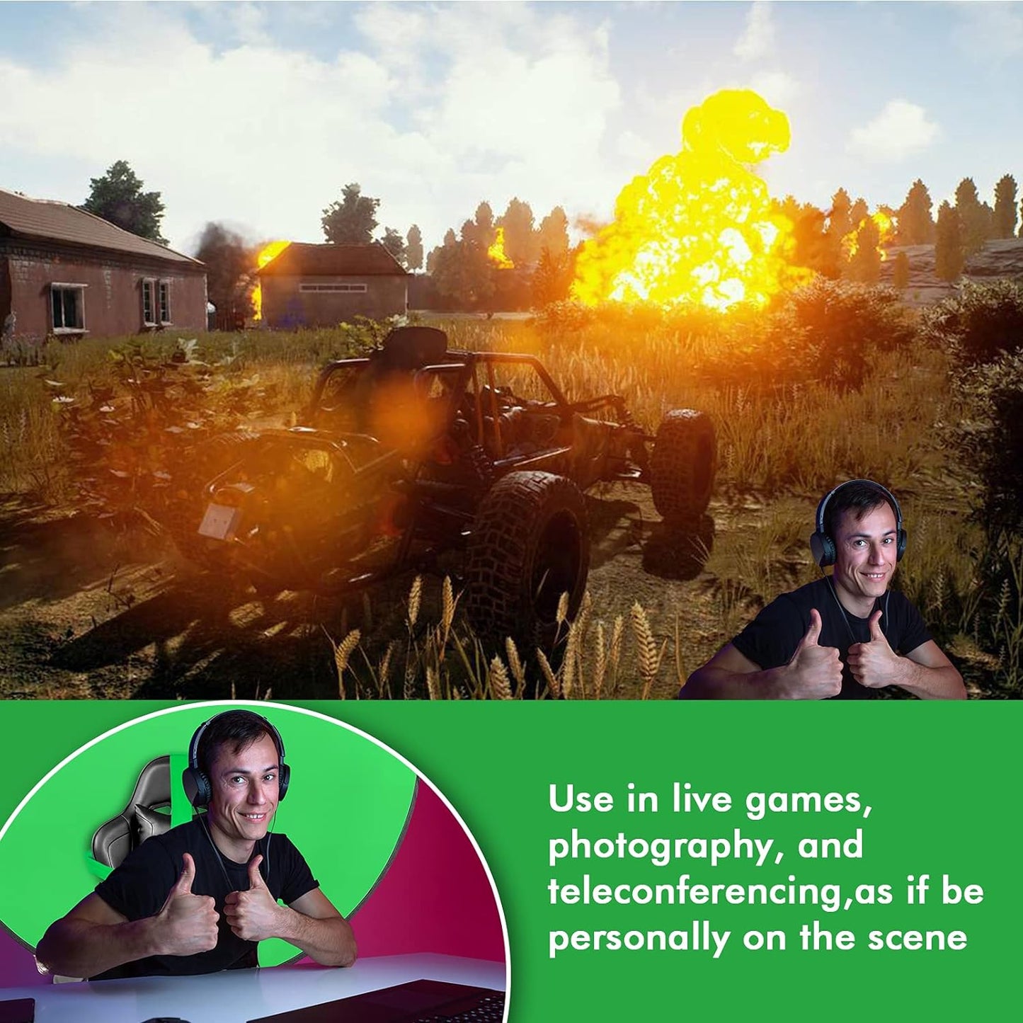 Portable Green Screen Chair, 57 in Greenscreen Backdrop with Stand Double Sided Foldable Green Background, Chroma Key, for Photography Streaming Gaming Photo Zoom Video Chats and Meeting