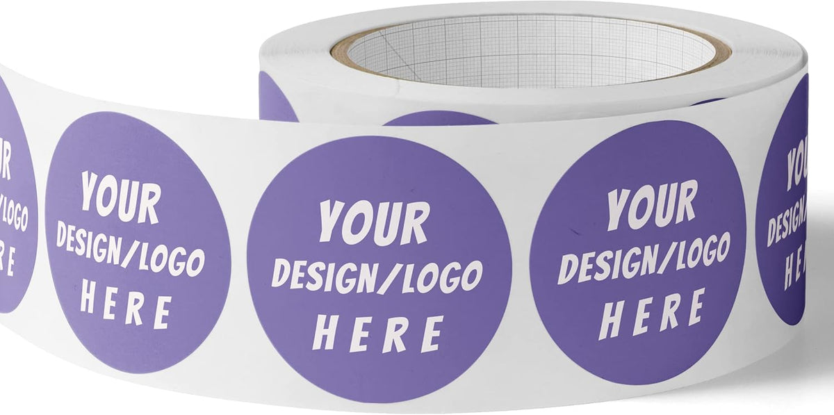 150 Custom Circle/Square BOPP Roll Labels- Personalized Stickers for Business Logo, Party, Wedding Favor, Baby Shower-Any Design Text + Image, Matte/Gloss Finish (2 Inch Circle)