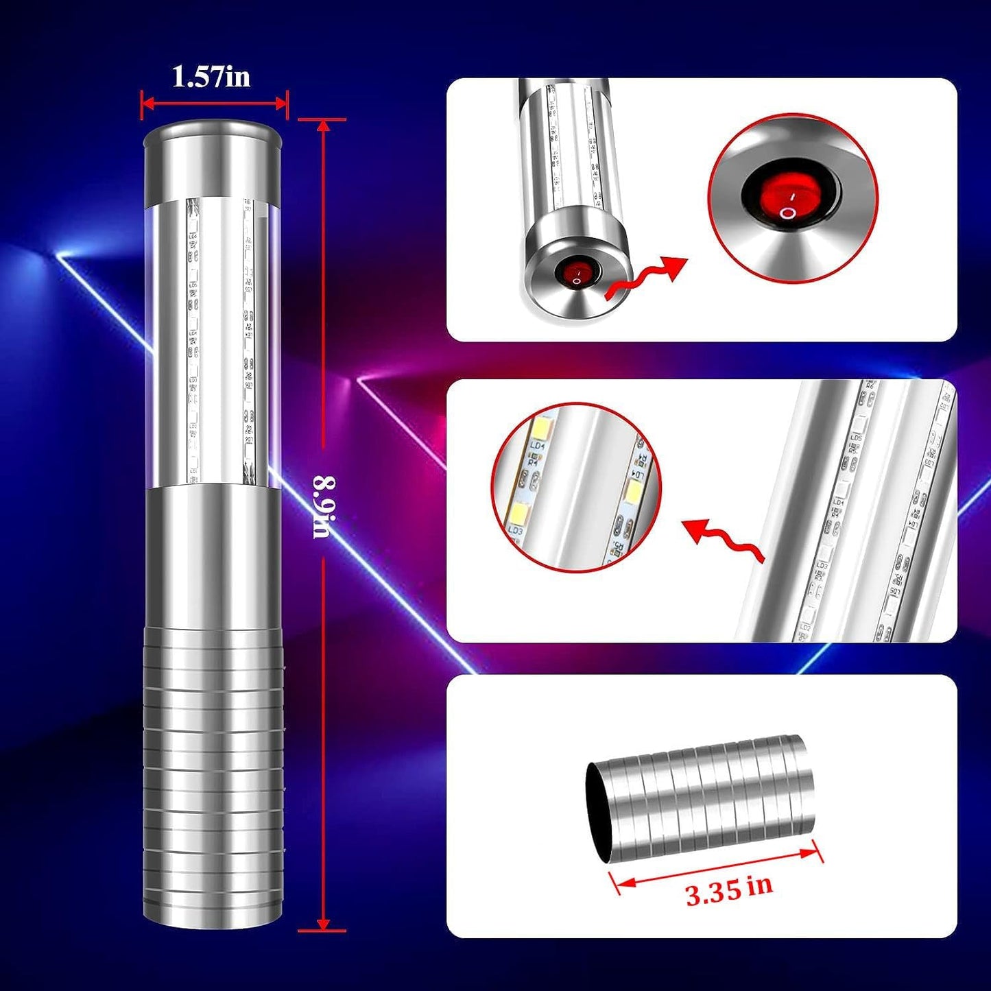 Strobe Baton Light,Stage Handheld Light,Champagne Bottle Sparklers, Recharge led Bottle Service Lights - for Bar Club Birthday Weddings Parties (Sliver 2 PC)