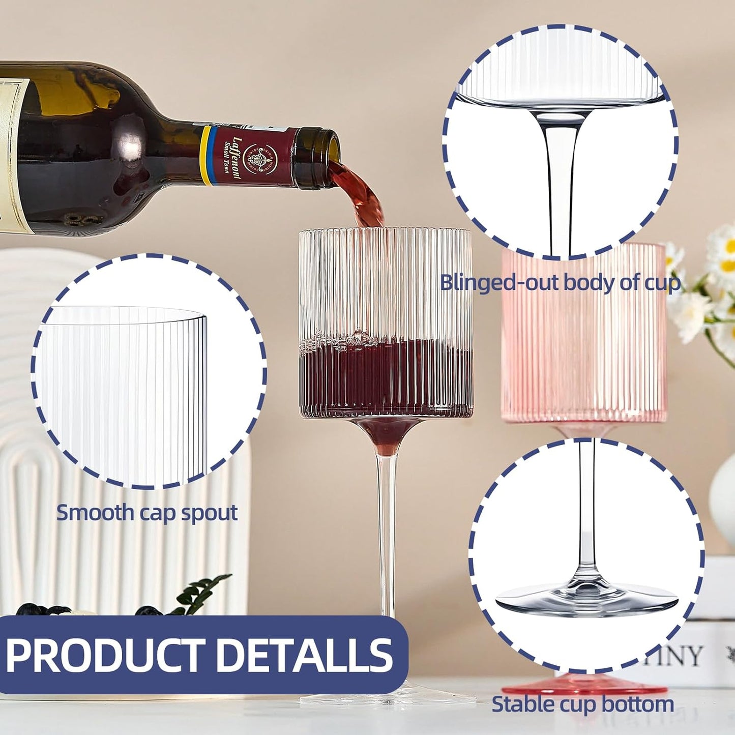 Plastic Goblets Wine Glasses - 12Oz Acrylic Wine Glasses Origami Unbreakable Clear Plastic Cocktail Glasses Recyclable Shatterproof Reusable Wine Cups for Parties & Weddings (Transparent)