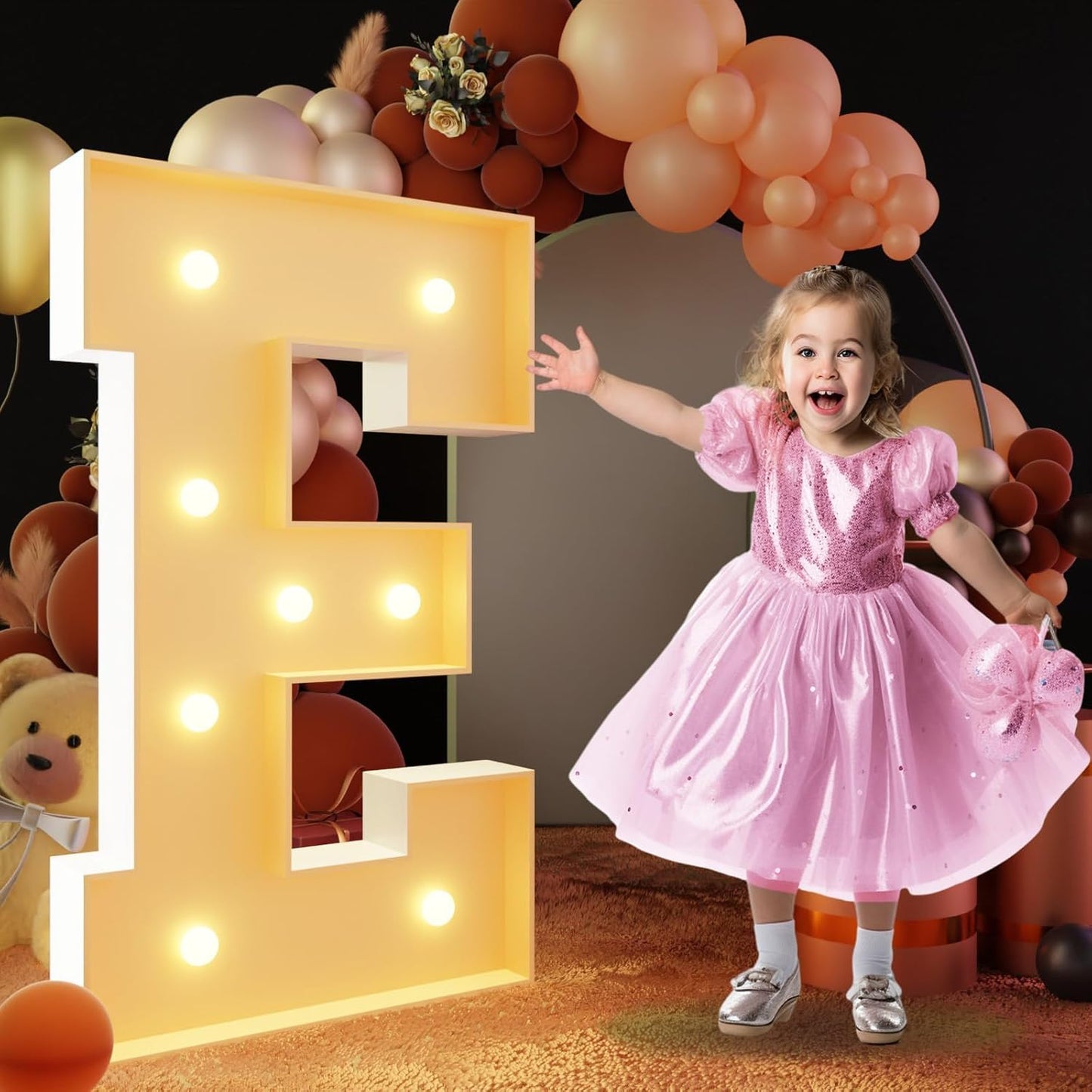 imprsv 3FT Block Marquee Letters Light Up Letters for Birthday Baby Shower Party Backdrop Decor, Large Light Up E for Wedding Decorations Engagement Party Decorations