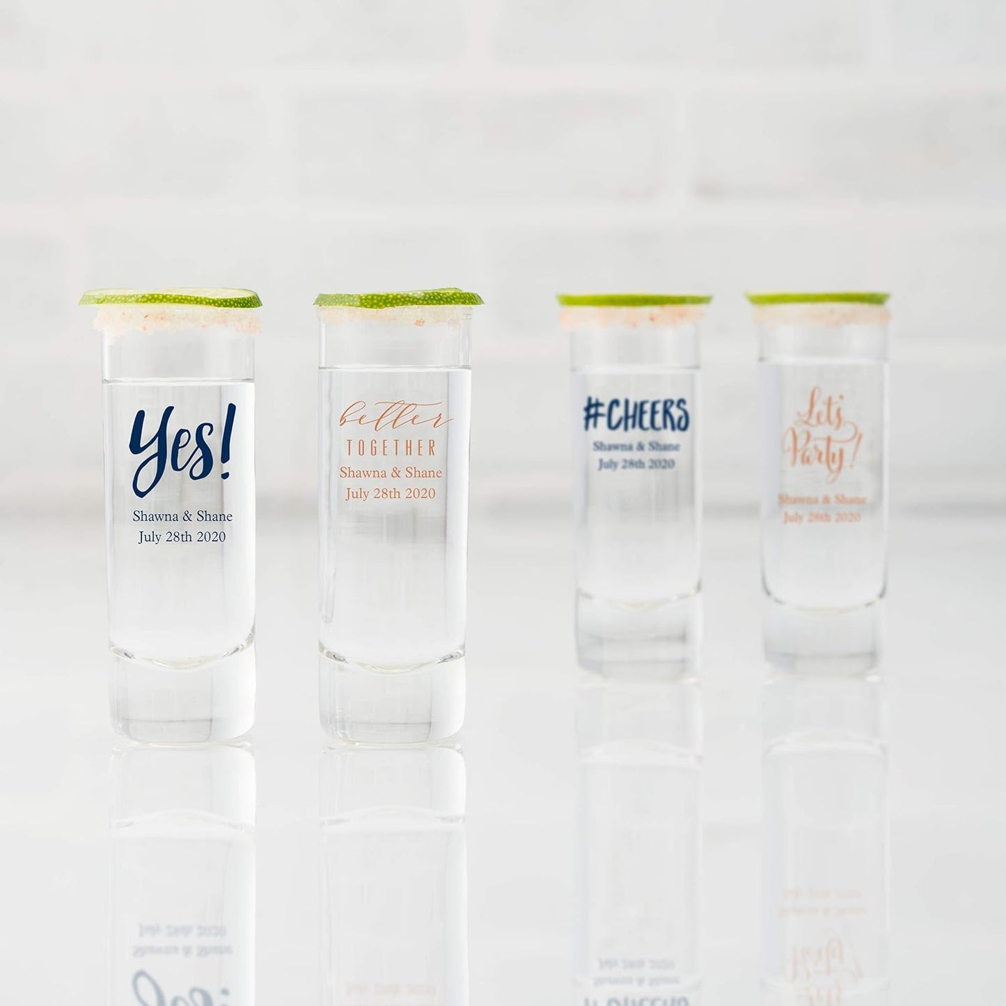WEDDINGSTAR Personalized 2.5oz Tall Shot Glass Customizable Full Color Print - 84 pack