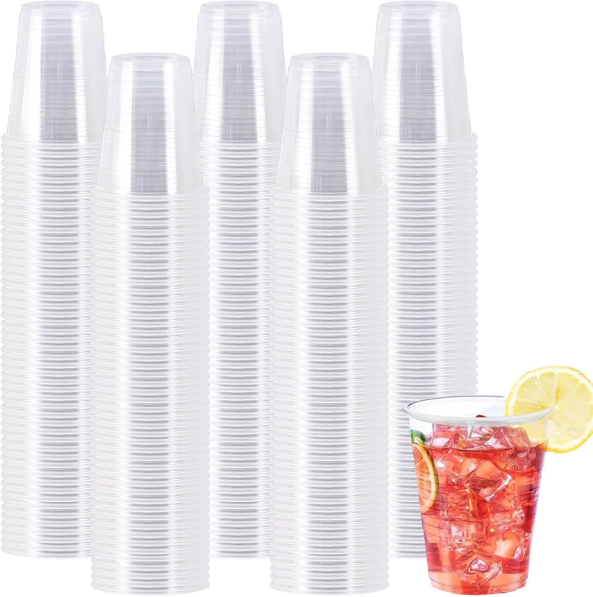 SIUQ 600 Pack 5 oz Clear Plastic Cups, Small Disposable Bathroom Mouthwash Cups, Hot/Cold Beverage Drinking Cup for Party, Picnic, Travel, Halloween, Christmas