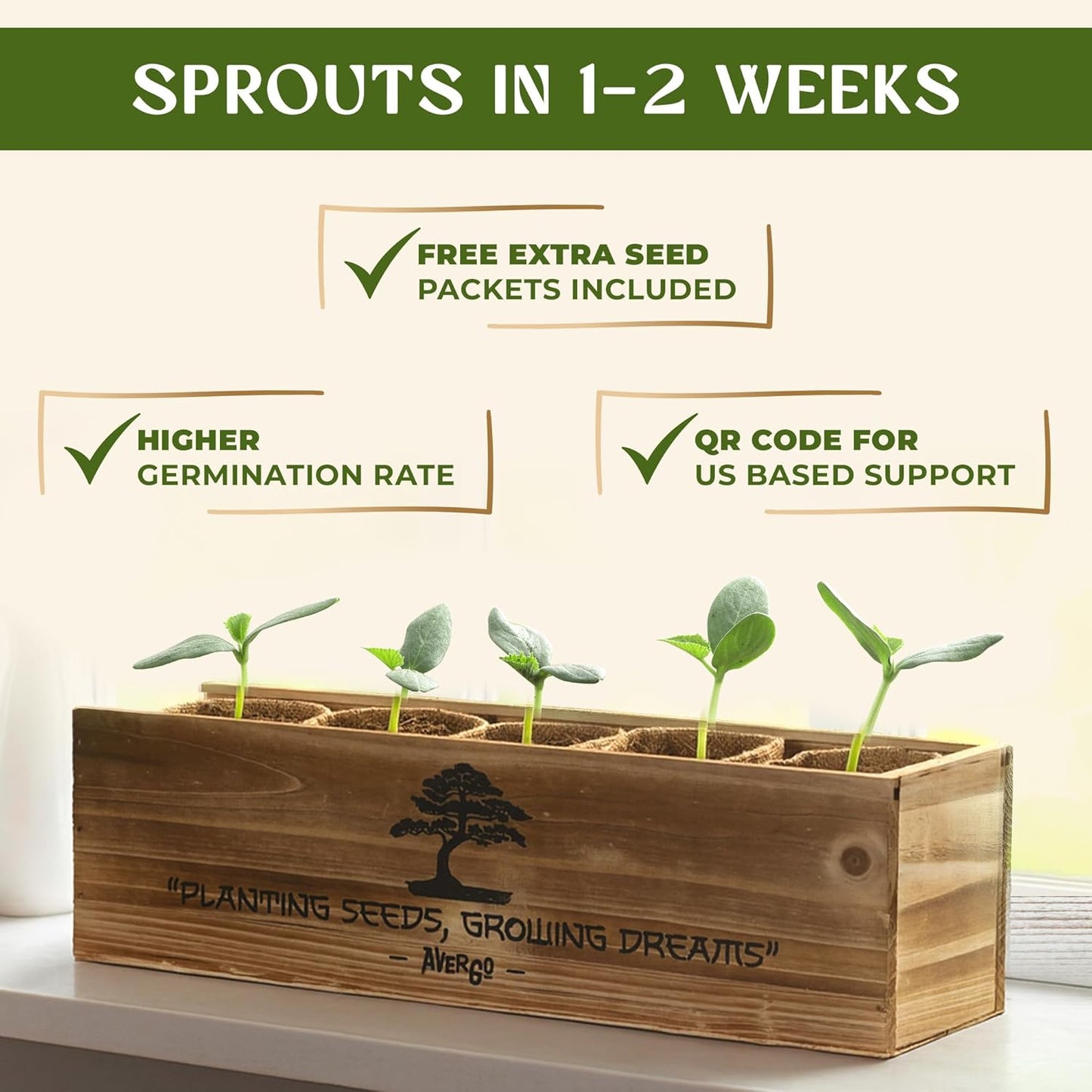 AVERGO Bonsai Tree Kit for Beginners – 5X Unique Japanese Bonzai Trees | Complete Indoor Starter Kit for Growing Plants with Bonsai Seeds, Tools & Planters – Gardening Gifts for Women & Men