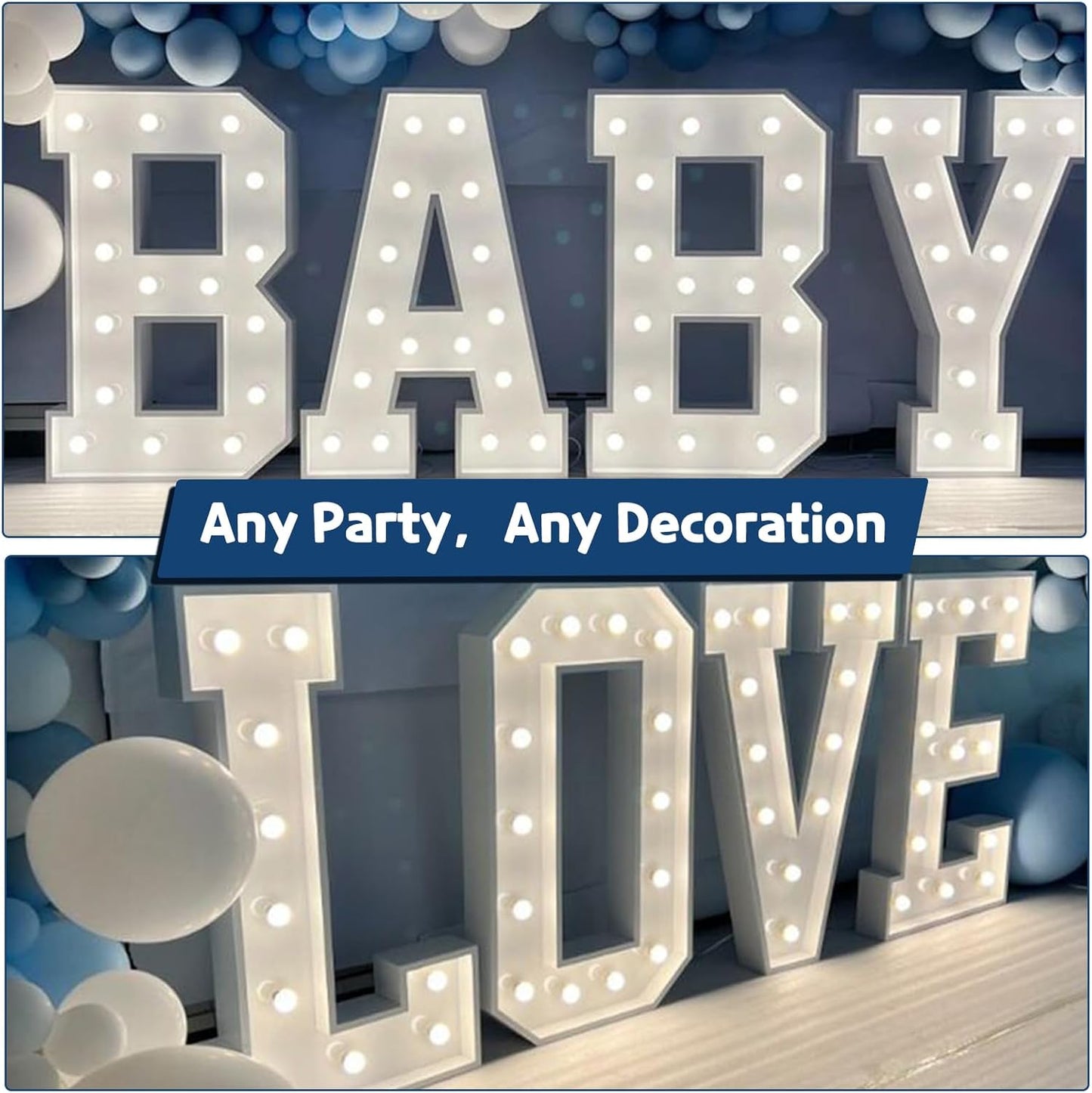 Marquee Letters 4 Feet Tall Large Light Up Letters Baby Shower Decorations Wedding Engagement White Party Decorations Prom Sign Big Cardboard Backdrop O