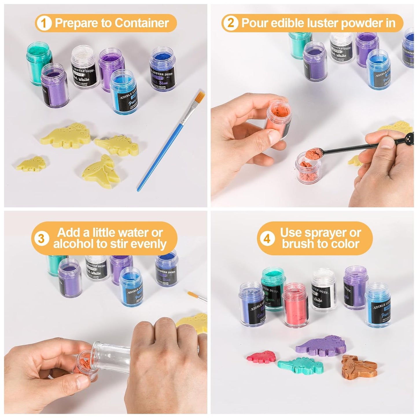 Aheroi Edible glitter Set of 15, Food Grade Edible Powder ocktail Glitter Shimmering Glitter for Drinks, Luster Dust Sprinkles Powder Glitter for Fondant Cake Decorating(4g/0.14oz)