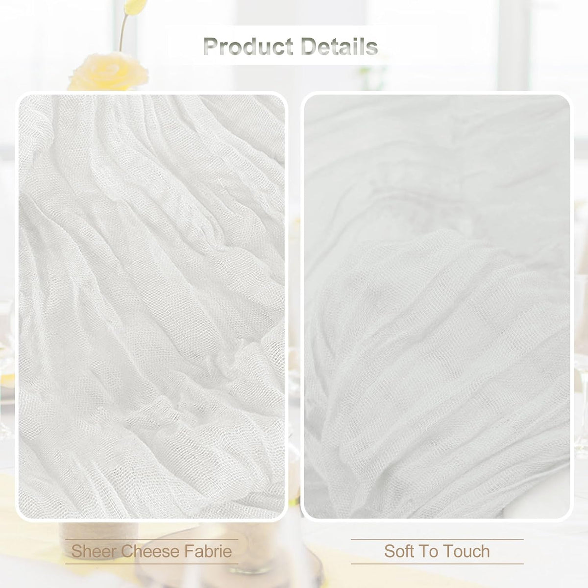 10 Pack White Cheesecloth Table Runner 35x120 Inch 10Ft Rustic Gauze Cheese Cloth Thanksgiving Table Runner Sheer Cheesecloth Table Runners for Wedding Party Bridal Shower Decoration