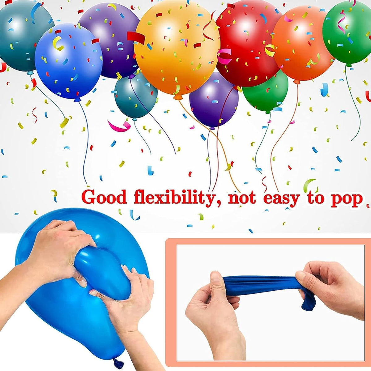 68Pcs Blue and White Balloons Kit 12 Inch, Blue Confetti Balloons Light Blue Baby Blue Pearl White Party Balloons with Ribbons for Birthday, Wedding, Baby Shower, Graduation Decorations