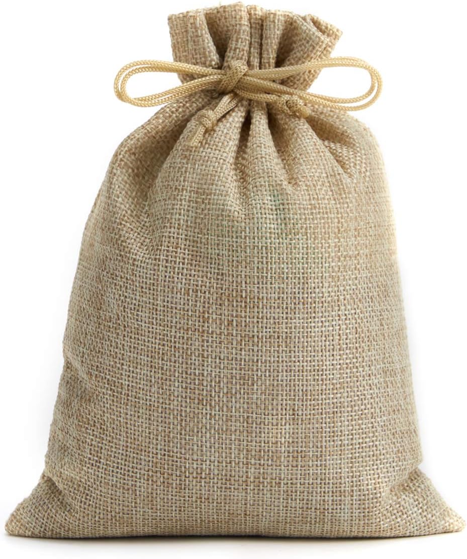 Tendwarm 50 Pcs 5x7 Inch Burlap Gift Bags with Drawstring Recyclable Linen Sacks Jewelry Bag for Wedding Party Favors DIY Craft
