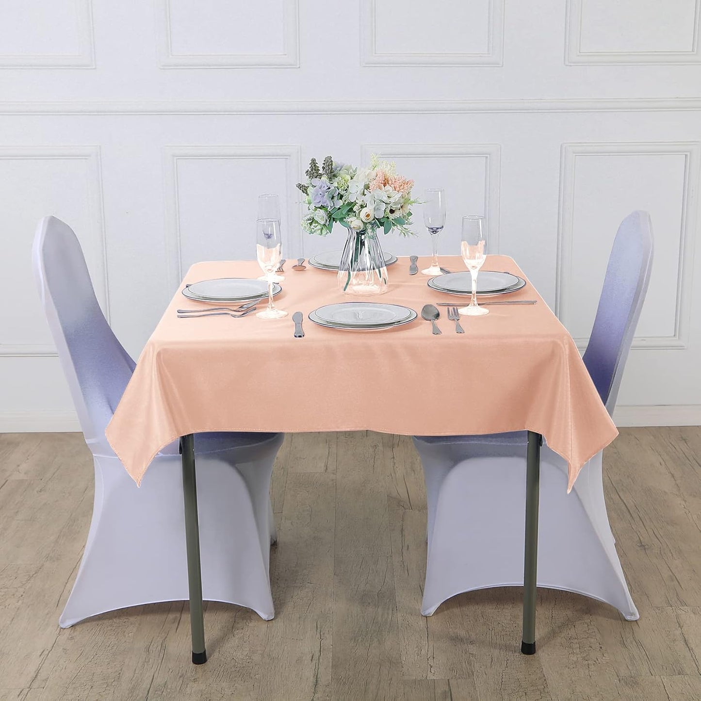 Cupuamon Square Tablecloth 90x90 inch Washable Polyester Fabric Table Cloth for Wedding Party Dining Banquet Decoration（90x90,Dusty Pink）