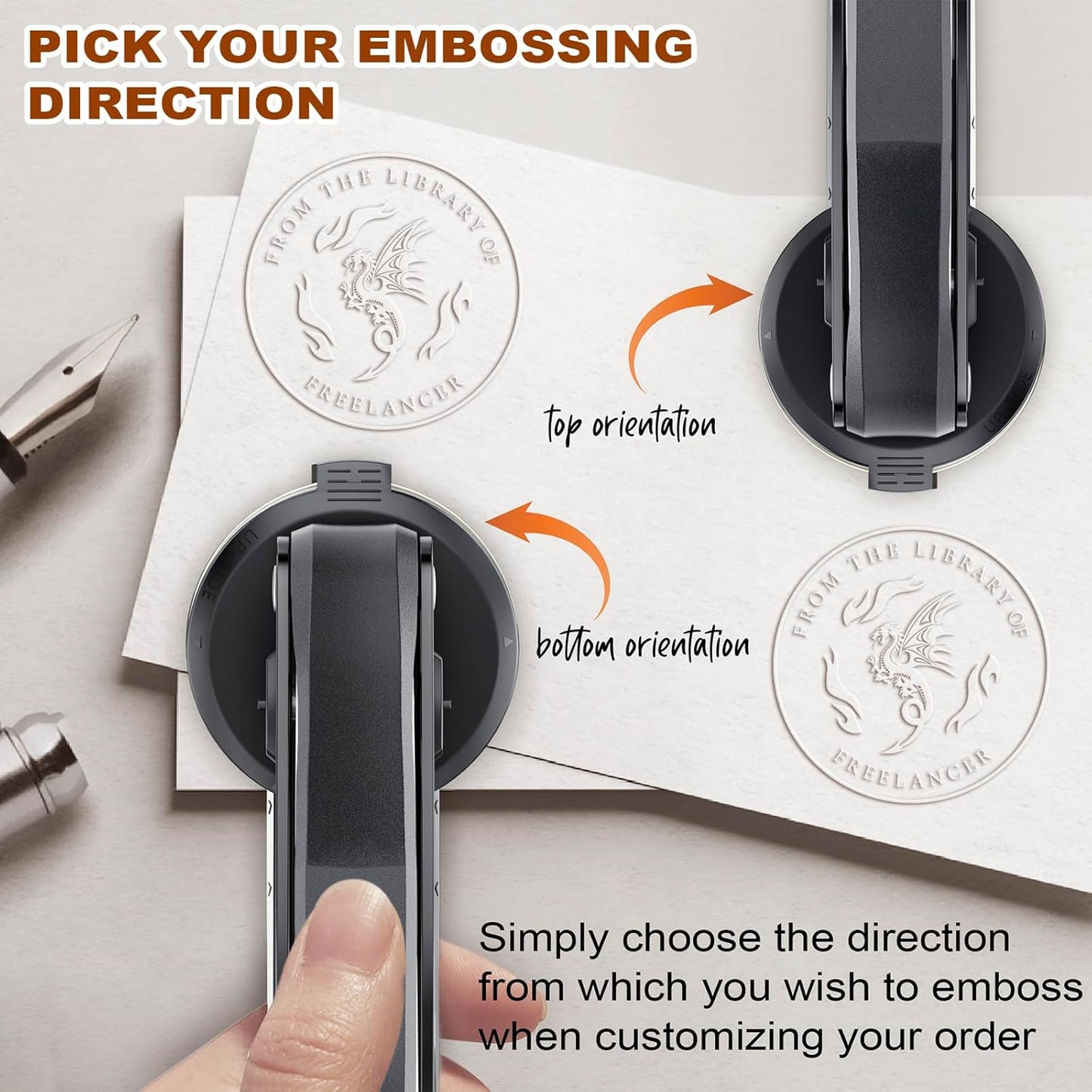 Personalized Book Embosser - Custom Library Stamp, Personal Gifts for Book Lovers, Readers, Teachers (Dragon-01)
