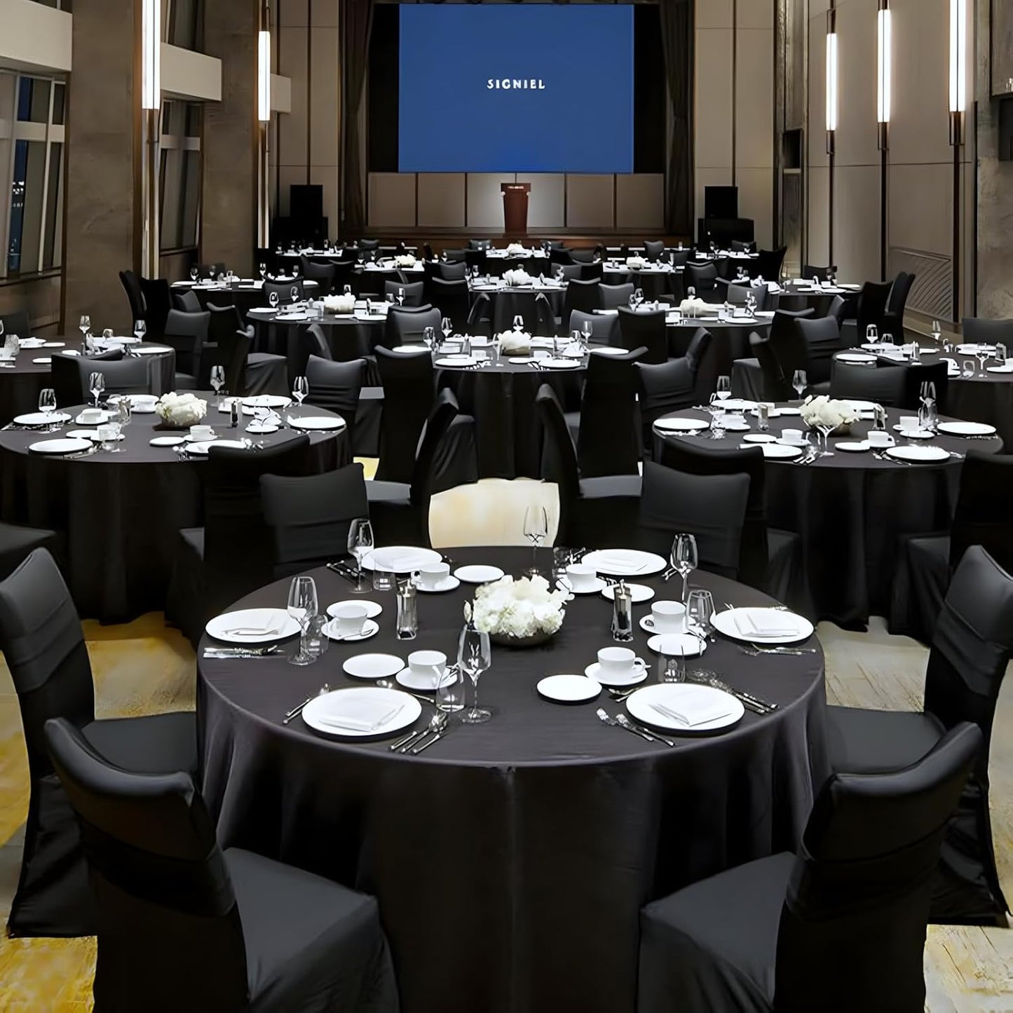 8 Pack Black Round Tablecloth 120 Inch Black Table Cloth Stain and Wrinkle Resistant Reusable and Washable Polyester Fabric Table Covers for Buffet Wedding Party and Banquet