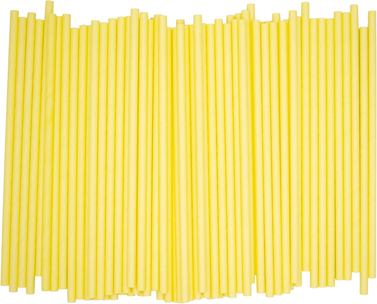 Pack of 300 Pastel Yellow Biodegradable 4-Ply Paper Drinking Straws (Compostable, Non-toxic, BPA-free)