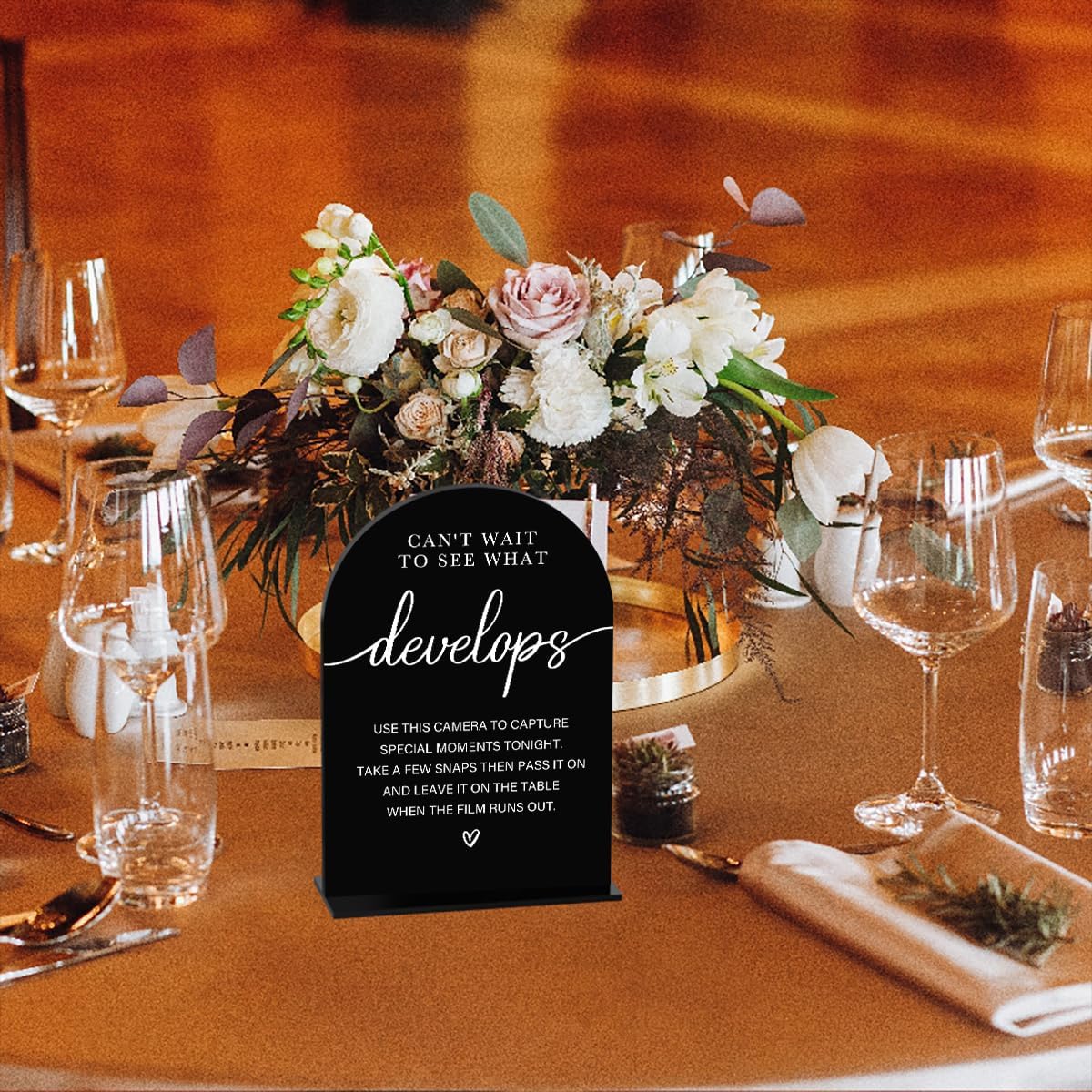 Acrylic Wedding Sign Can't Wait to See What Develops Sign for Wedding Wedding Signs for Ceremony Modern Calligraphy Arch Acrylic Table Top Sign for Wedding Reception and Event Party Table(black）