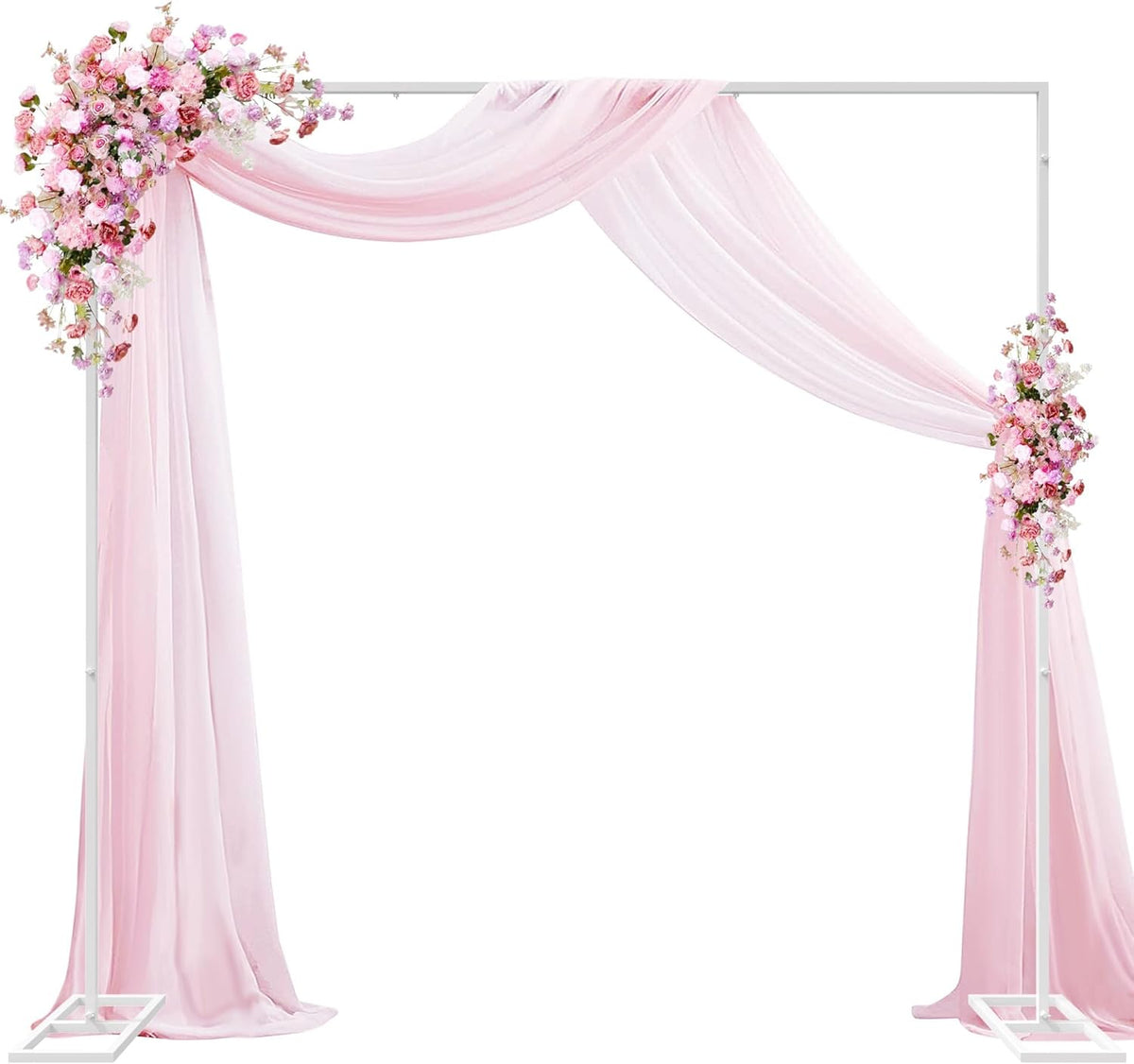 Wokceer Metal Heavy Duty Backrop Stand Square 8x8FT Adjustable Pipe and Drape Kit White Photo Booth Stand for Wedding Ceremony Birthday Party Photography Exhibition Celebration