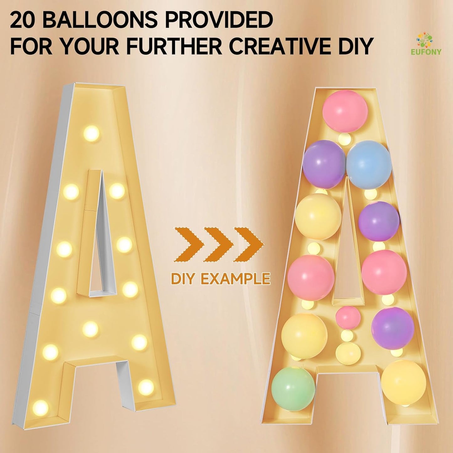 EUFONY Marquee Letters 4 Feet Tall, 4 FT Marquee Light Up Letters, Giant Light Up Letters 4FT for Birthday Party Baby Shower Gender Reveal Graduation Prom Decorations, Letter P with LED Lights DIY Kit