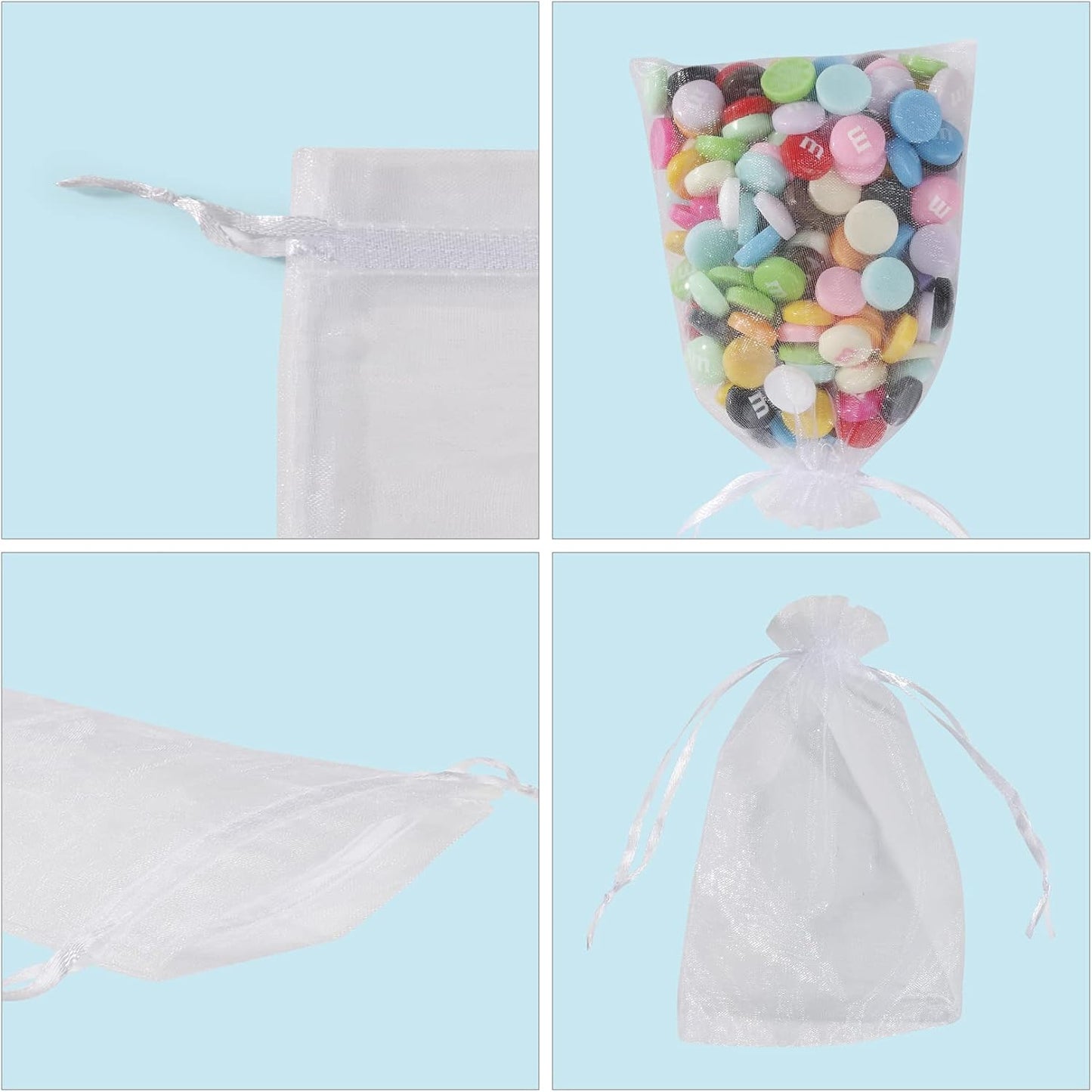 ANZNKU 100 Pack Organza Bags, 4 x 6 inch Small Bags, Premium White Favor Bags with Drawstring, Gift Bags, Sheer Mesh Bags, Packaging for Small Business, Packaging Bags for Wedding Party Christmas