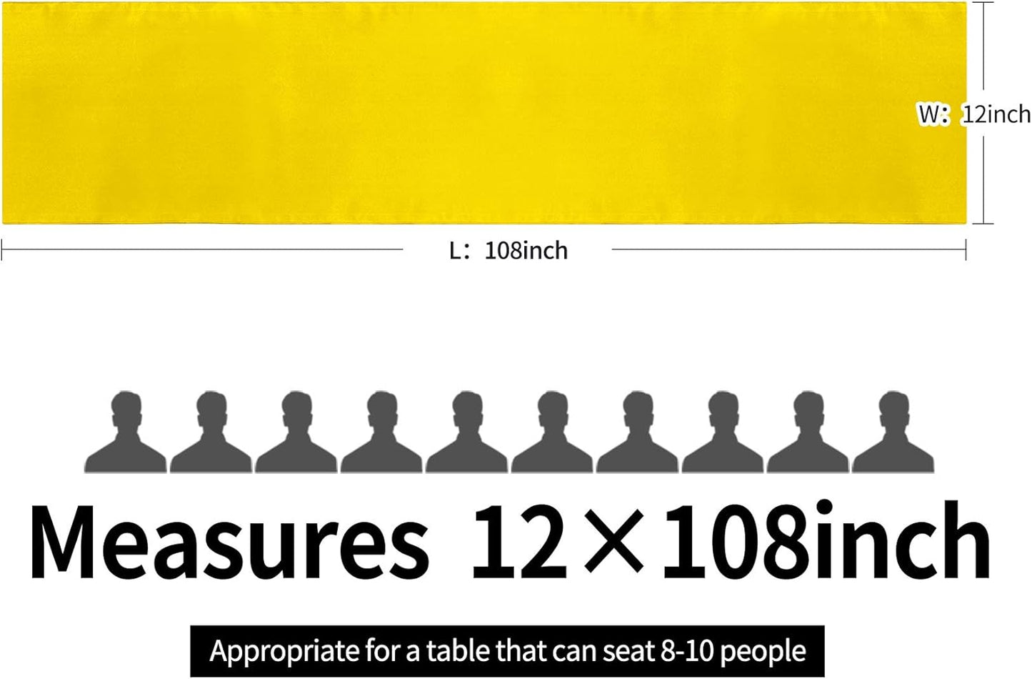 10-Pack Satin Table Runner Yellow 12 x 108 inches Long, Table Runners for Wedding, Birthday Parties, Banquets Decorations（10 Pack, 12x108 Inch, Yellow）