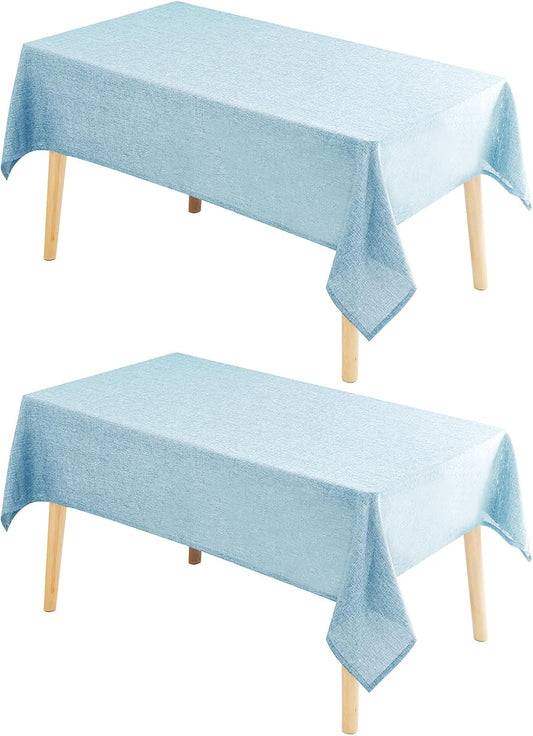 Hiasan 2 Pack Faux Linen Rectangle Tablecloth - Wrinkle and Stain Resistant Washable Table Cloth for Kitchen Dining Room Holiday Table Cover for Party Dinner, Lux Slate Blue, 70 x 108 Inch